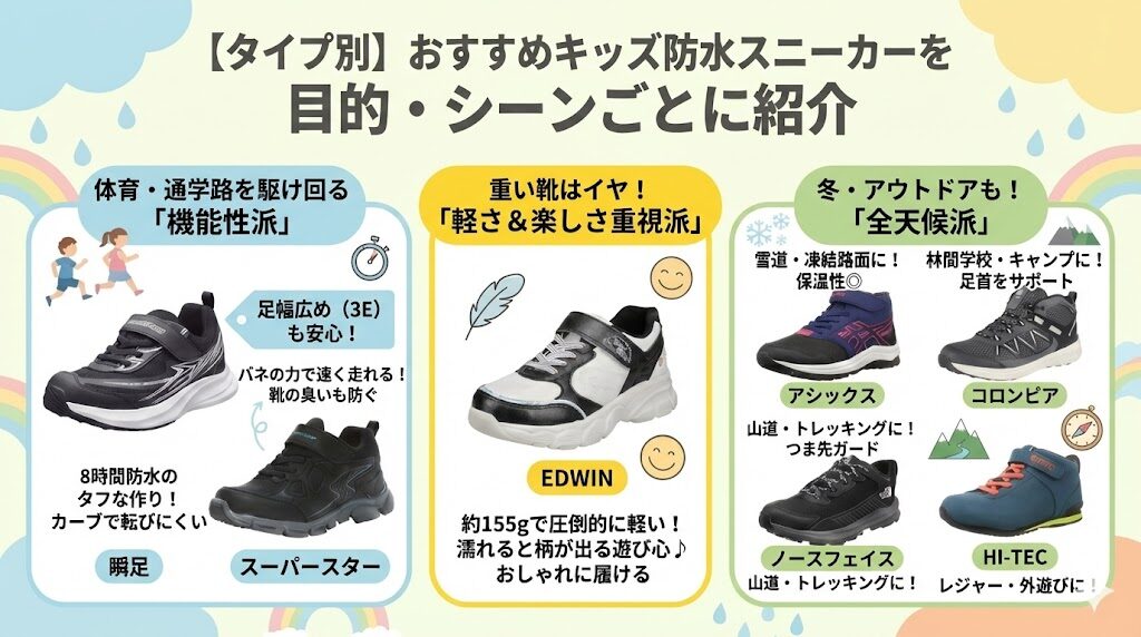【タイプ別】おすすめキッズ防水スニーカーを目的・シーンごとに紹介