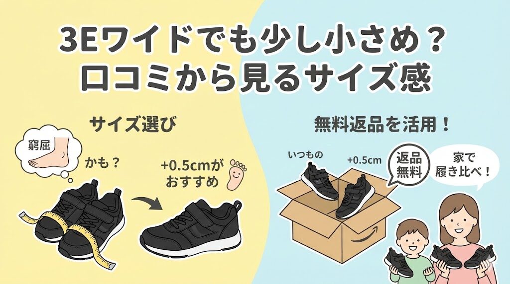 3Eワイドでも少し小さめ?口コミから見る瞬足ブレードブースターのサイズ感