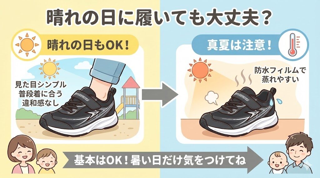 防水スニーカーは晴れの日に履いても大丈夫だが夏場は要注意