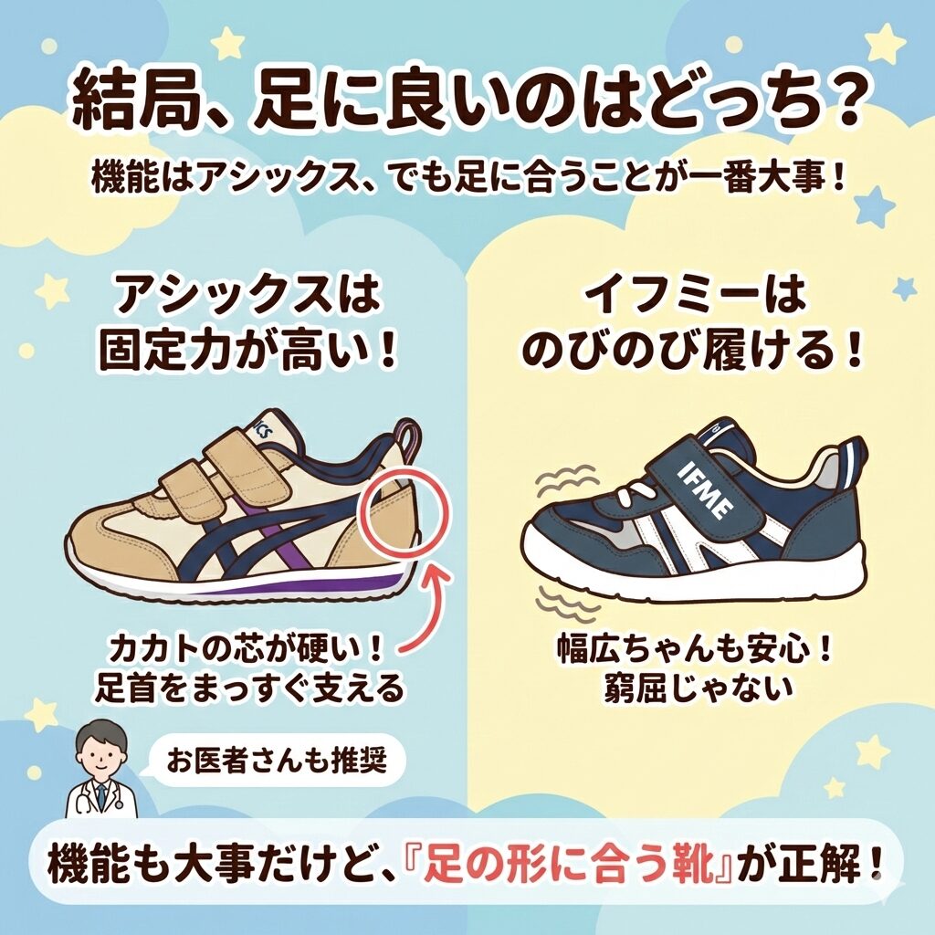 イフミーとアシックス、どちらが足に良いか