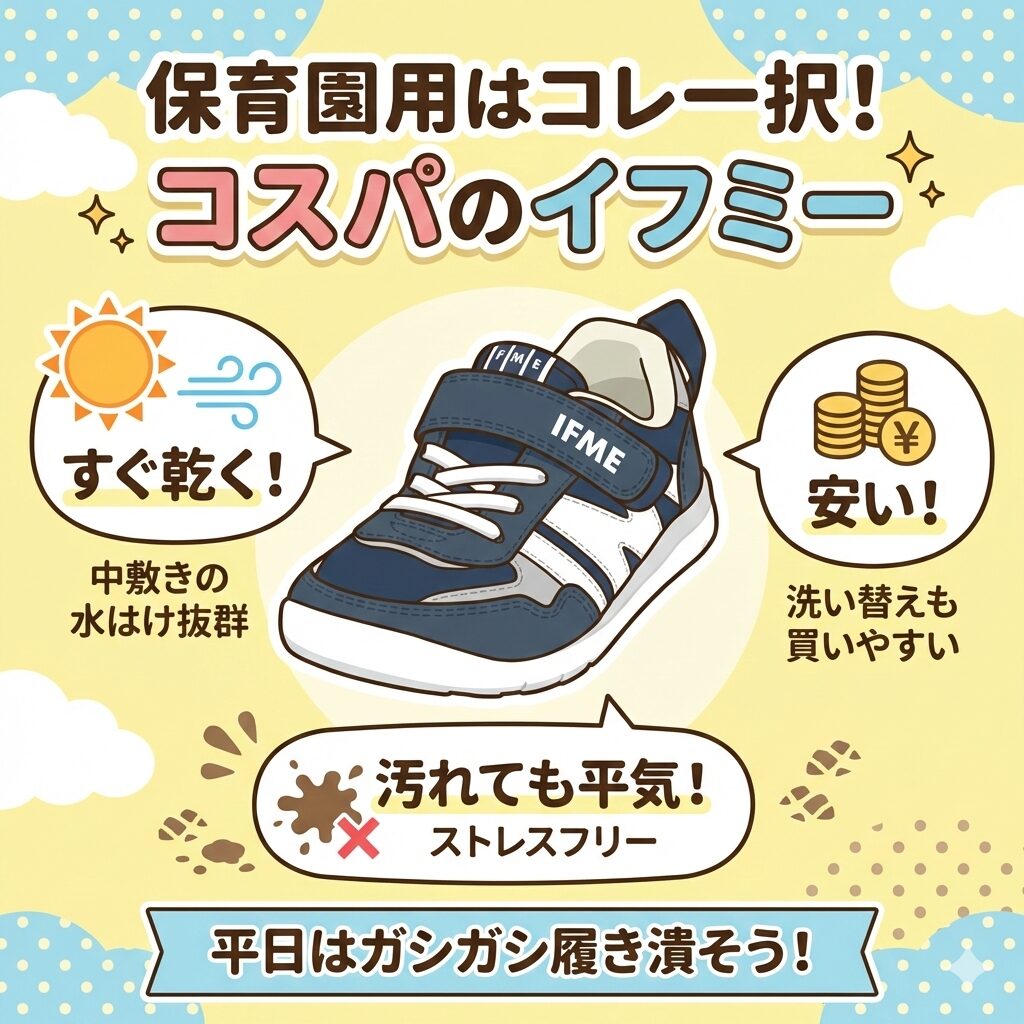 毎日の泥汚れと洗濯に耐える保育園用はコスパのイフミー