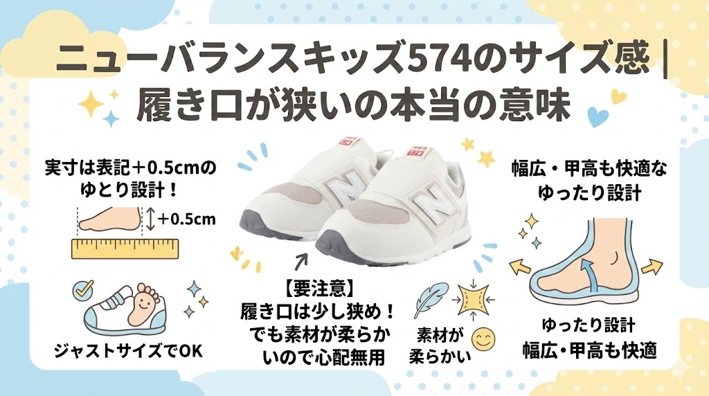 ニューバランスキッズ574のサイズ感｜履き口が狭いの本当の意味