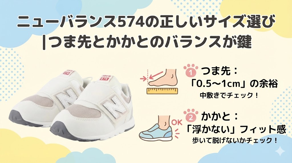 ニューバランス574の正しいサイズ選び｜つま先とかかとのバランスが鍵