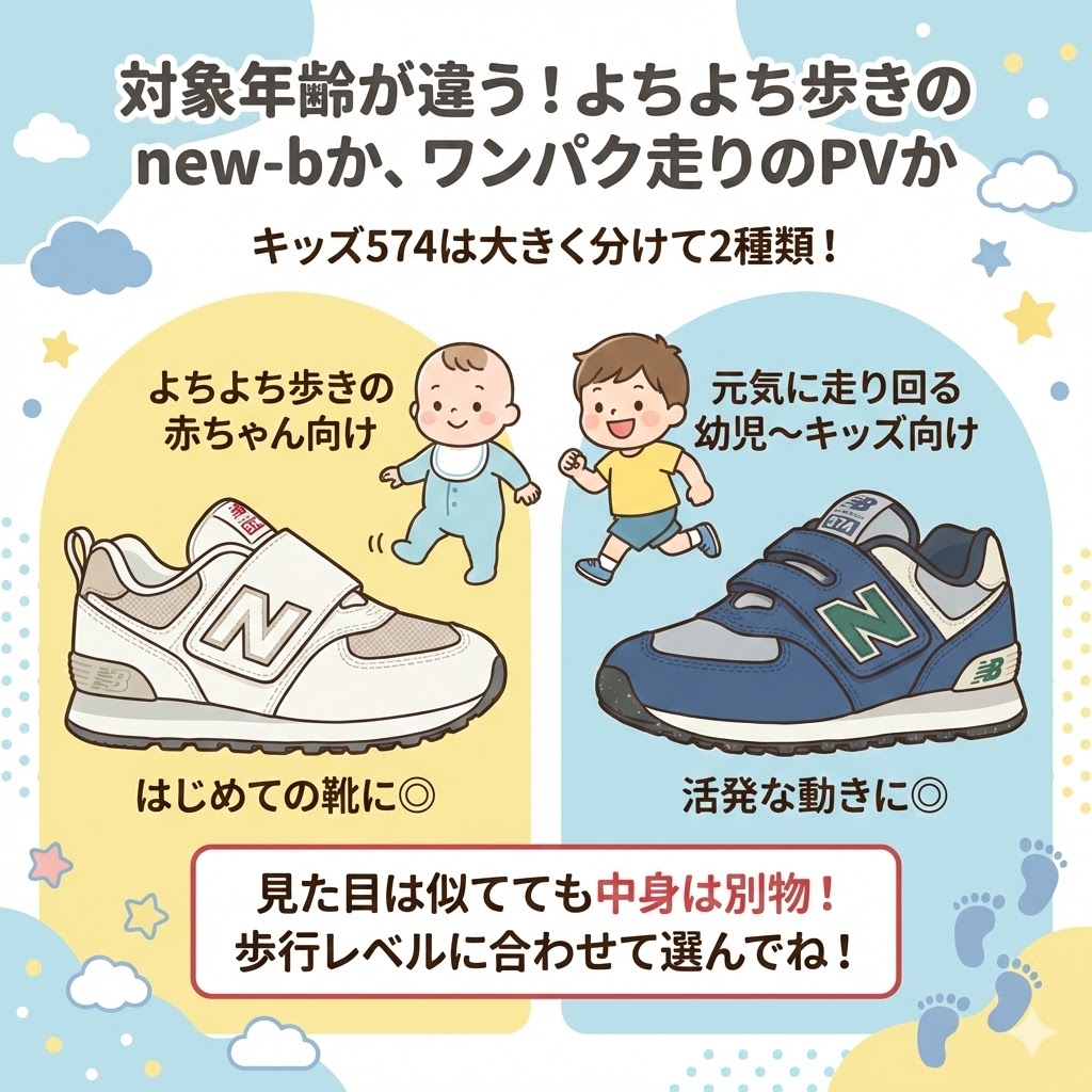 ニューバランス574：対象年齢が違う！よちよち歩きのnew-bかワンパク走りのPVか