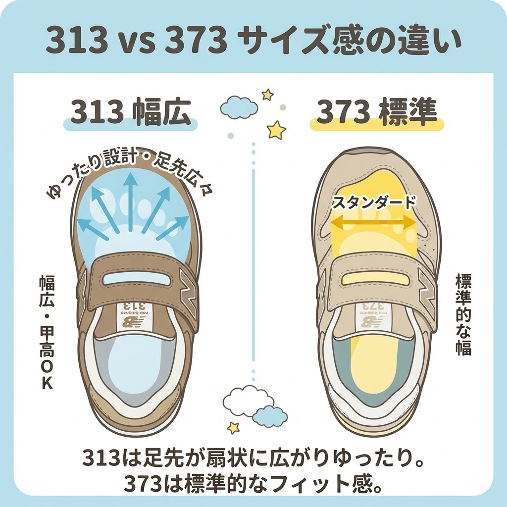 ニューバランス313と373のサイズ感の違い