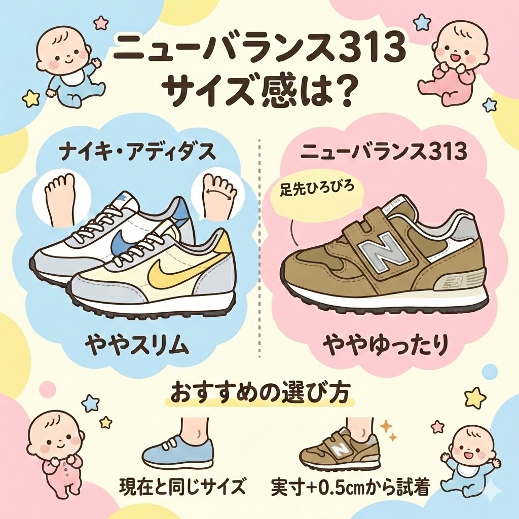 ナイキやアディダスとニューバランス313のサイズ感の違い