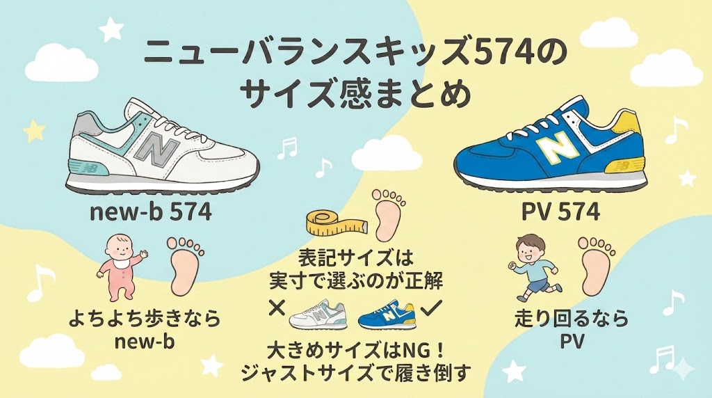 ニューバランスキッズ574のサイズ感まとめ