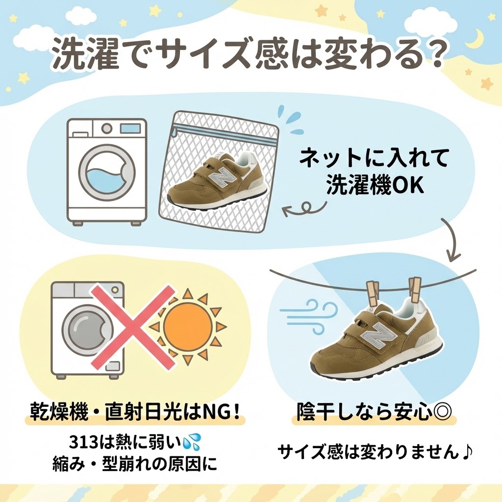 313は洗濯でサイズ感が変わる？