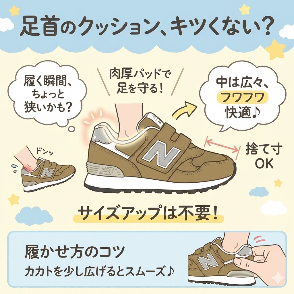 313の足首のクッションのサイズ感