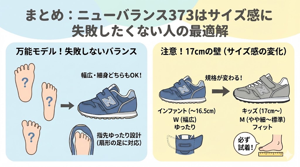 まとめ：ニューバランス373はサイズ感に失敗したくない人の最適解