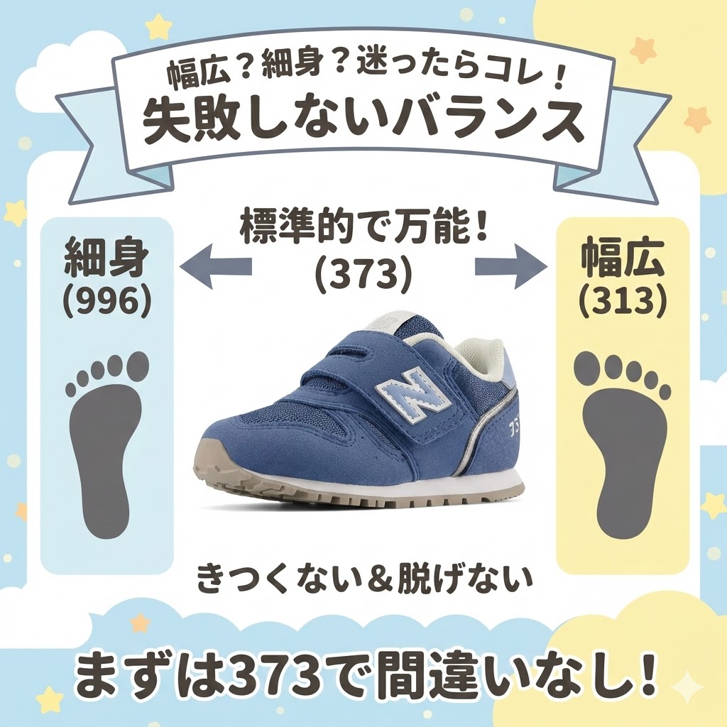 ニューバランスキッズ373　幅広か細身かわからない！そんな時に選ぶべき失敗しないバランス