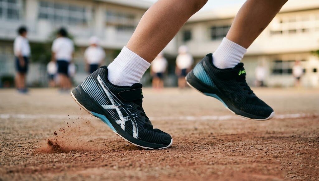 アシックスレーザービームを履く子ども