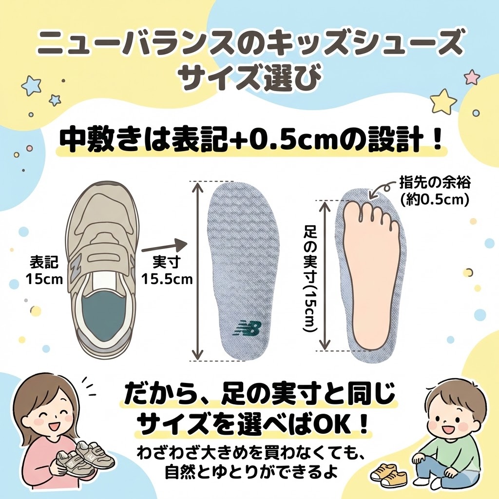 中敷きは表記＋0.5cmの設計！足の実寸通りのサイズ選びでOK
