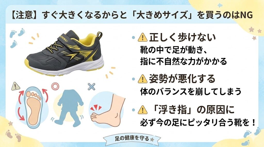 すぐ大きくなるからと大きめサイズを買うのはNG