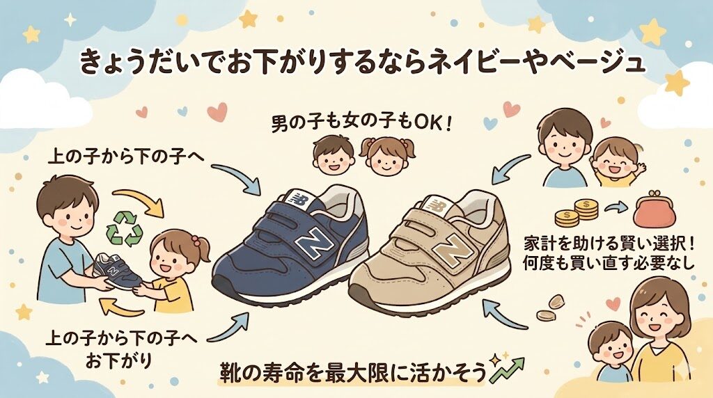 きょうだいでお下がりするならネイビーやベージュ