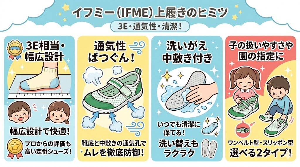 イフミー(IFME):3E相当で通気性ばつぐん!洗いがえ中敷きつき