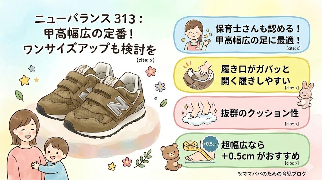 ニューバランス 313:甲高幅広の定番!ワンサイズアップも検討を