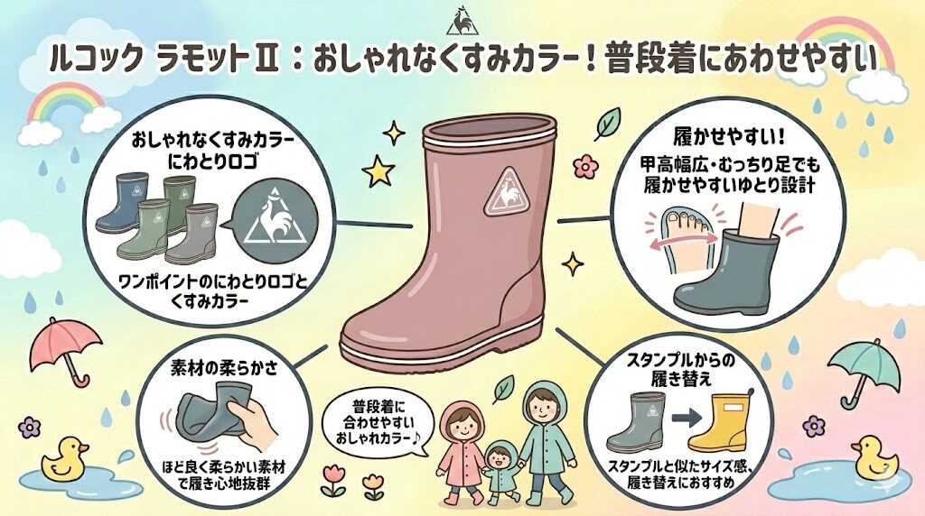 ルコック ラモットⅡ:おしゃれなくすみカラー!普段着にあわせやすい