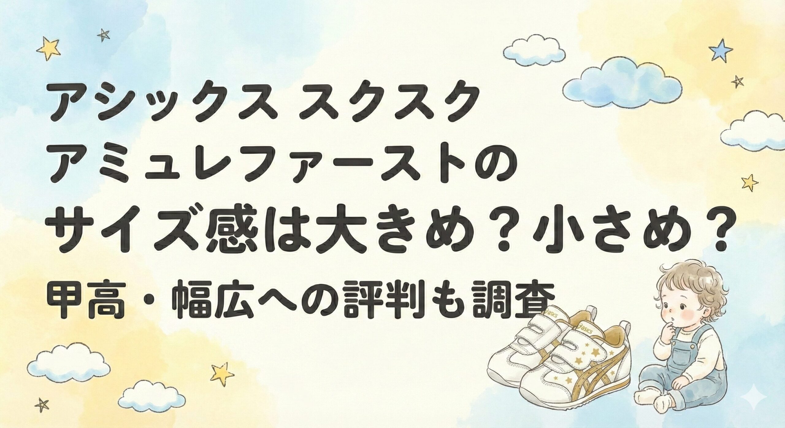 アシックス アミュレファーストのサイズ感は大きめ？小さめ？甲高幅広への評判も調査