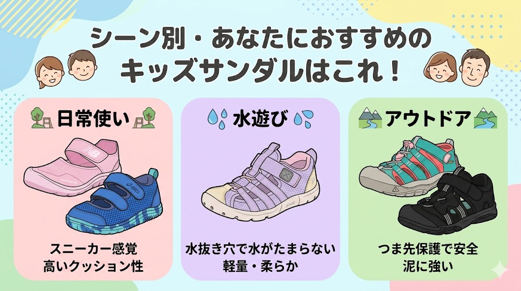 シーン別・あなたにおすすめのキッズサンダルはこれ!