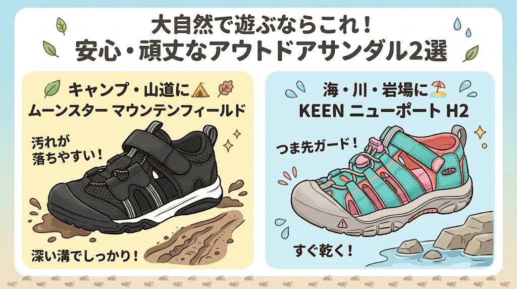 海や川、キャンプなどのアウトドアならKEEN ニューポート H2・ムーンスター マウンテンフィールド
