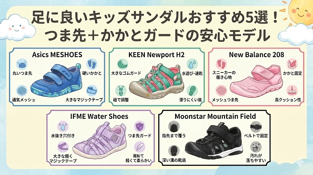 足に良いキッズサンダルおすすめ5選!つま先+かかとガードの安心モデル