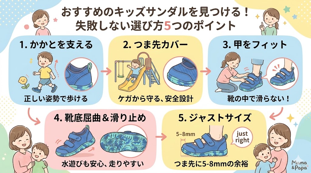 おすすめのキッズサンダルを見つける!失敗しない選び方5つのポイント