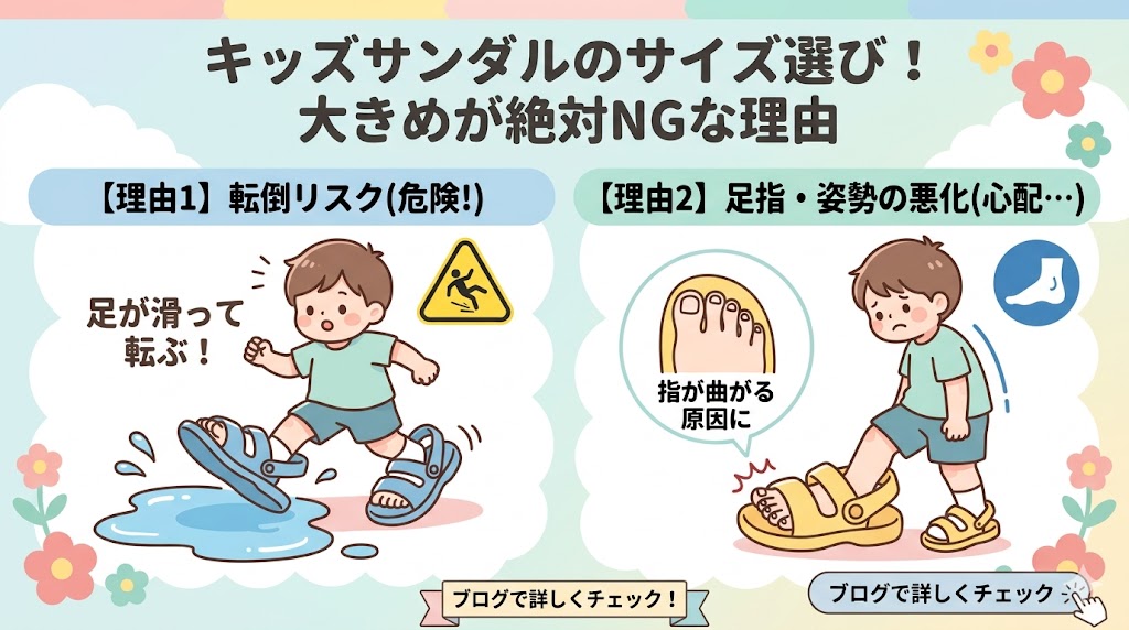 キッズサンダルのサイズ選び!大きめが絶対NGな理由