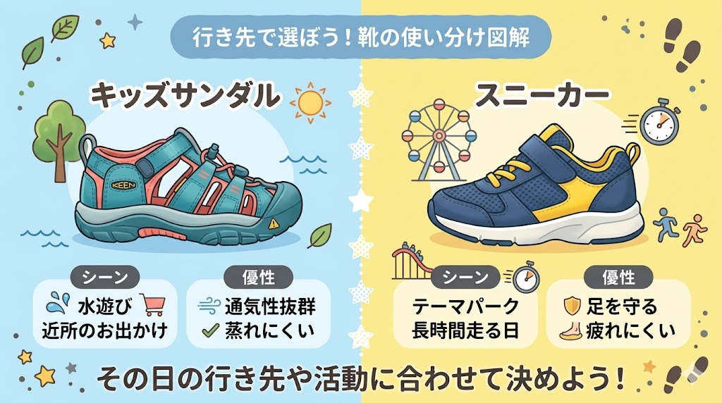 キッズサンダルは水遊びや近所のお出かけにおすすめ