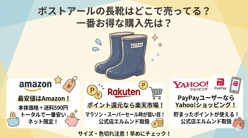 ボストアールの長靴はどこで売ってる?一番お得な購入先は?