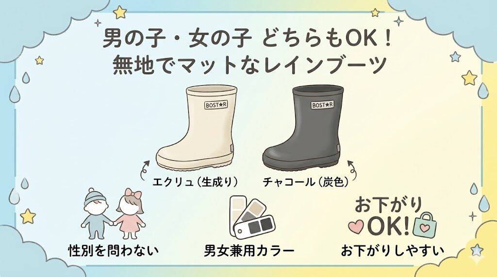 ボストアールの長靴は男の子でも女の子でも履ける