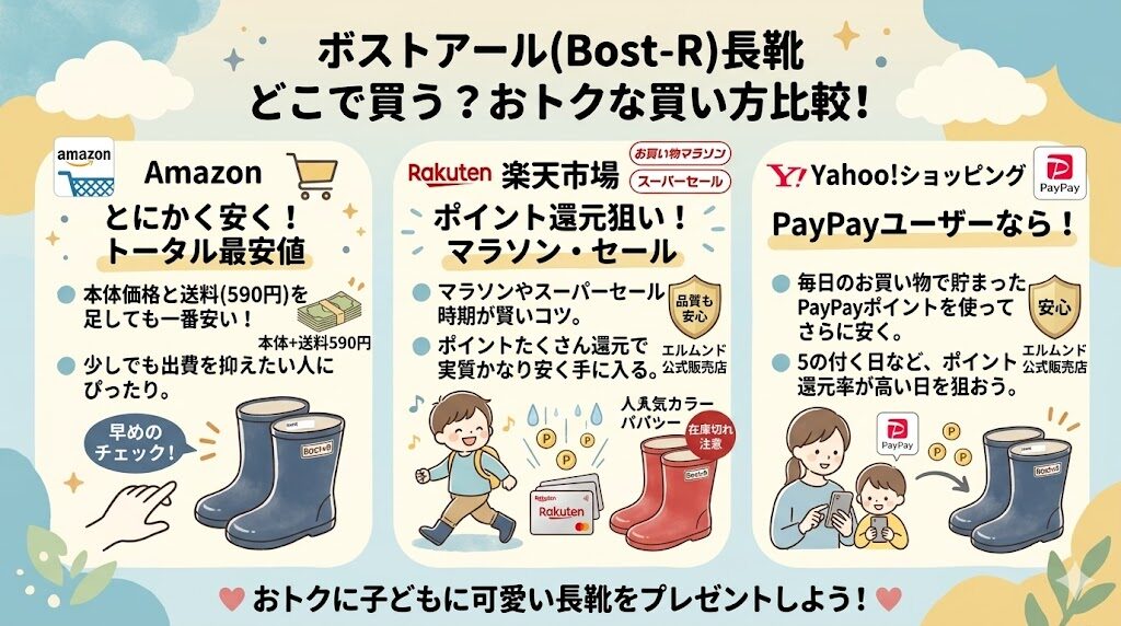 ボストアールの長靴の長靴をどこで買う?おトクな買い方まとめ