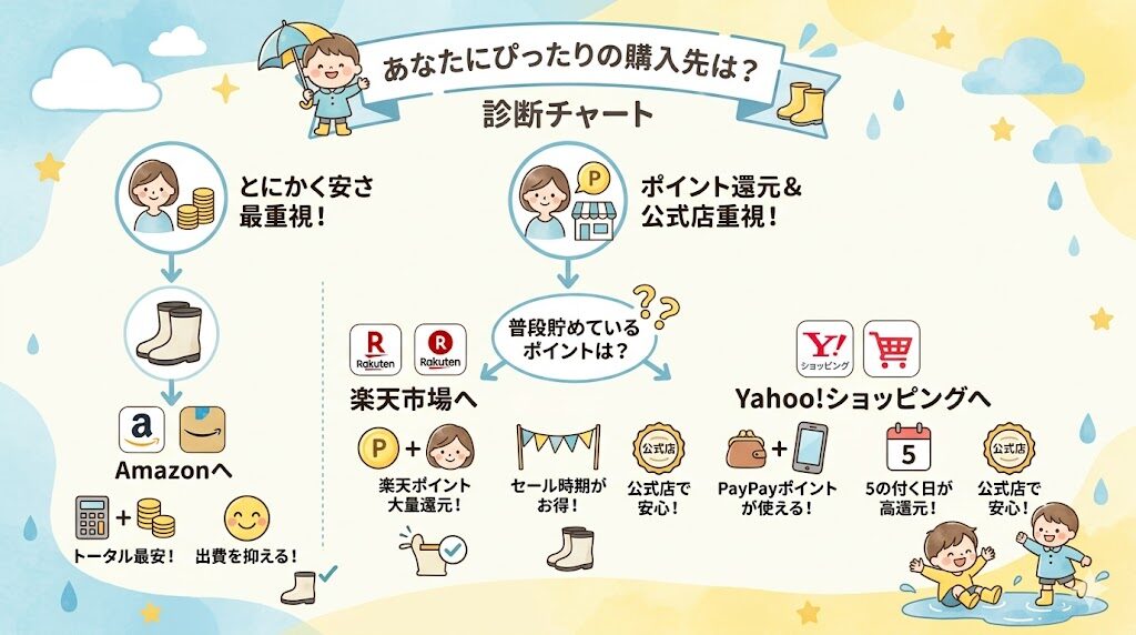 ボストアールの長靴のぴったりの購入先は?チャート図