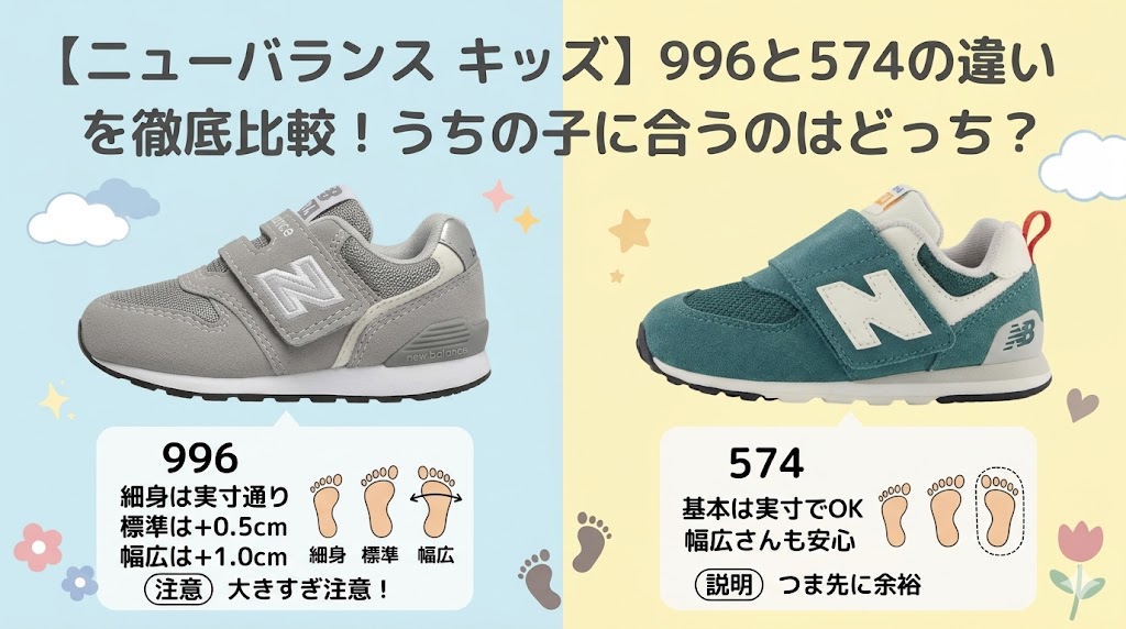 【ニューバランス キッズ】996と574の違いを徹底比較！うちの子に合うのはどっち？