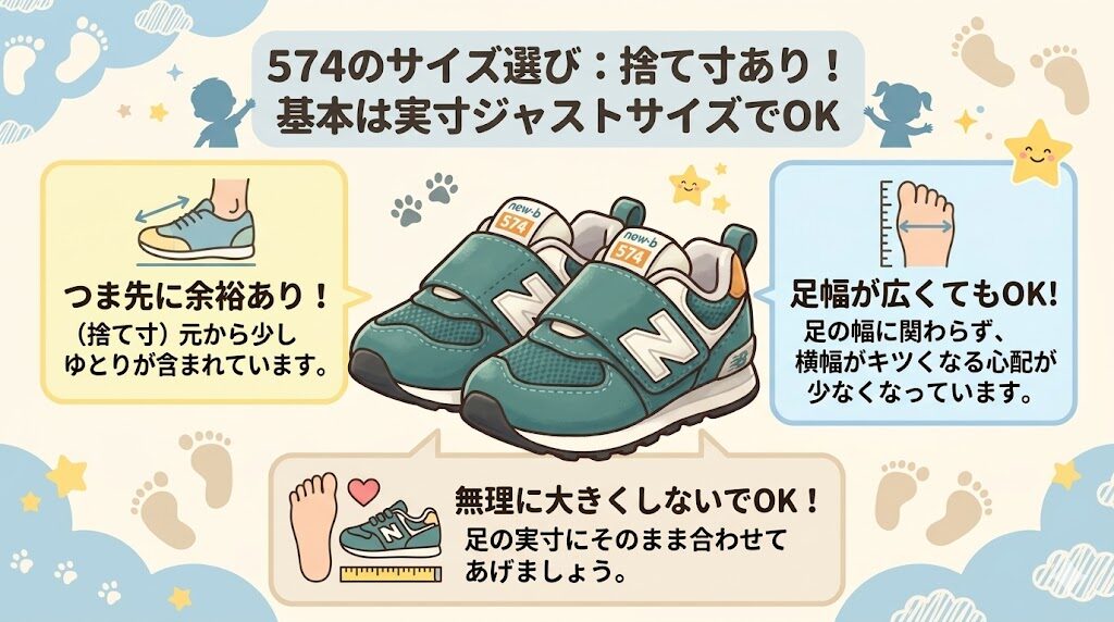 574：捨て寸あり！基本は実寸のジャストサイズでOK