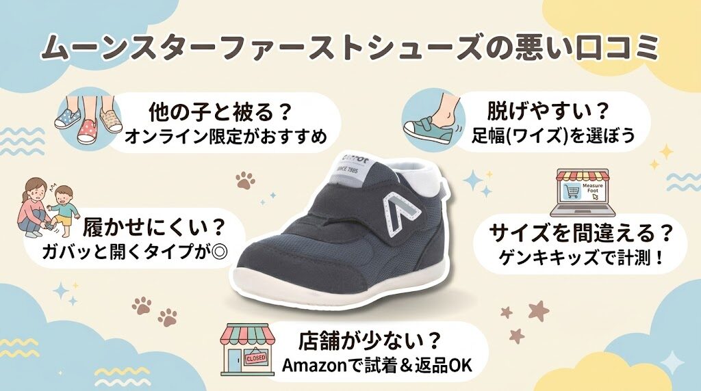 ムーンスターファーストシューズの悪い口コミ