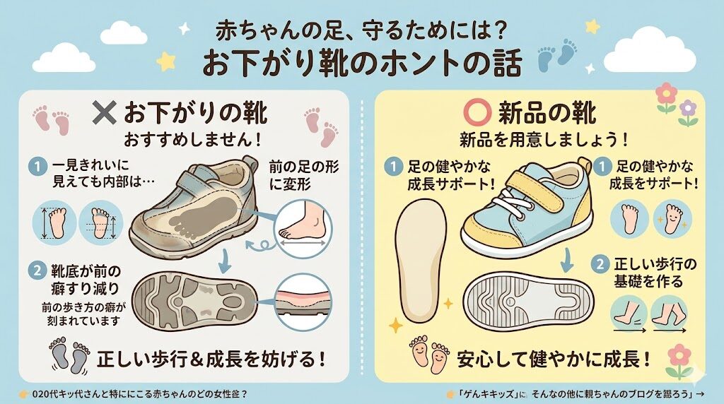 ファーストシューズは上の子が使っていたお下がりの靴を履かせてるのはおすすめしません