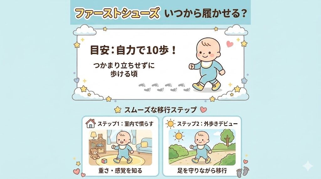 ファーストシューズはいつから履かせたらいい？