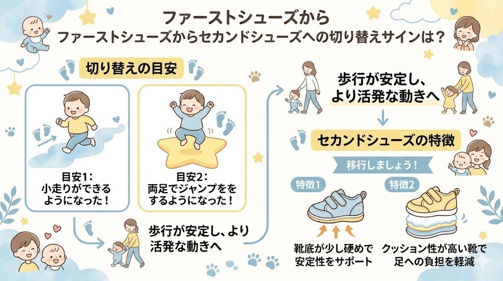 ファーストシューズからセカンドシューズへの切り替えのサイン