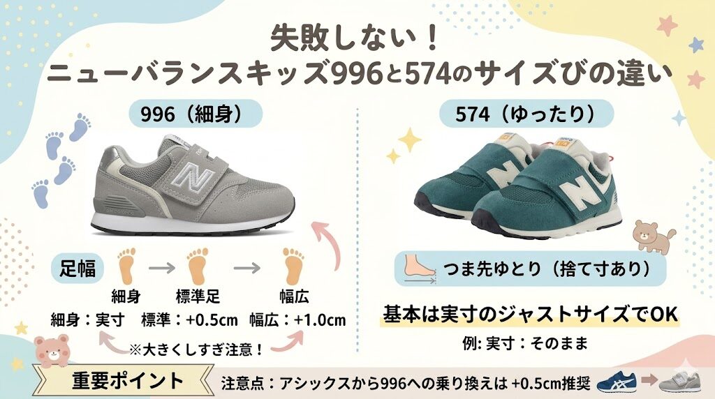 失敗しない！ニューバランスキッズ996と574のサイズ選びの違い